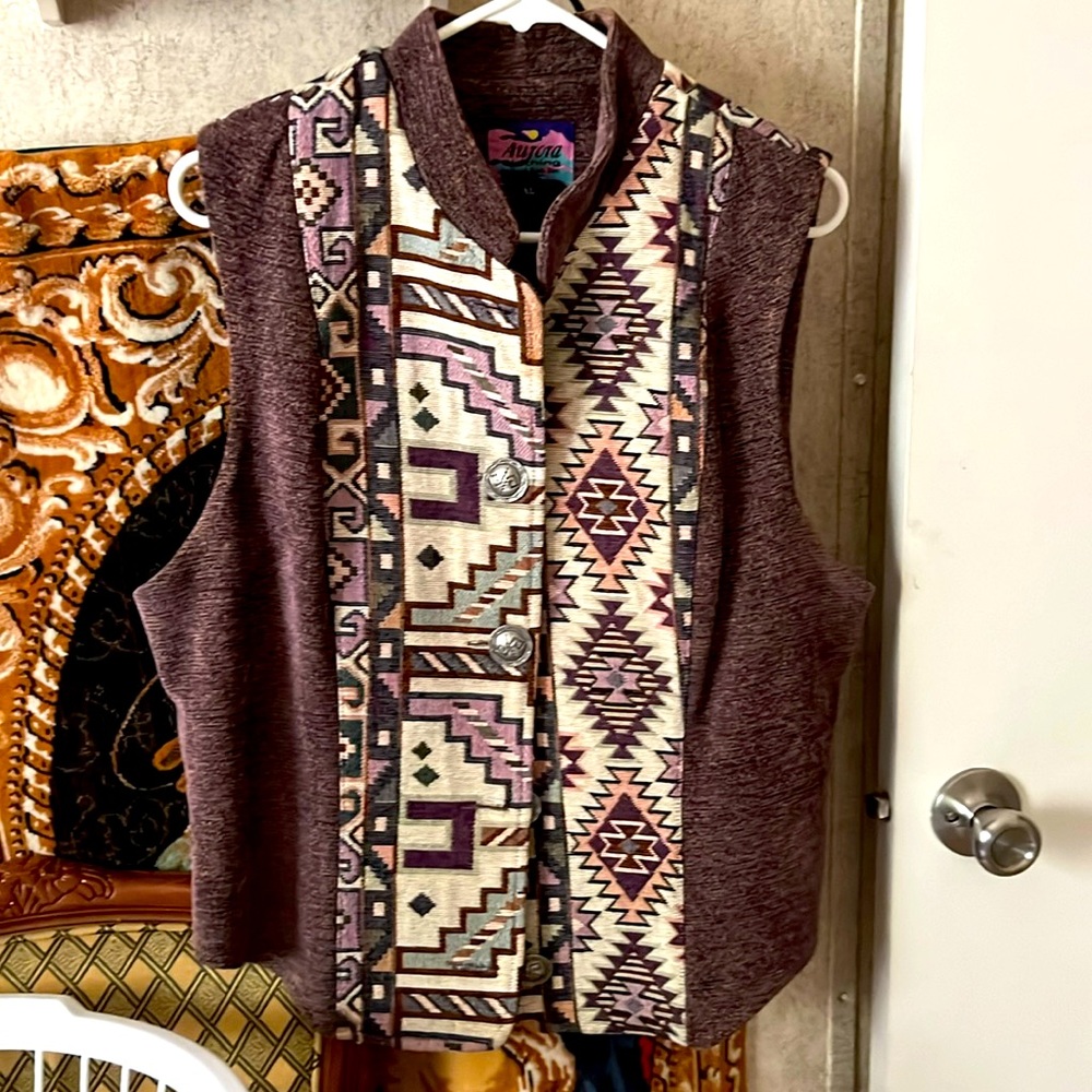 Southwestern Aztec Tapestry Vest XL